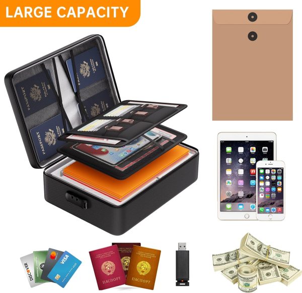 DocSafe 5200°F Document Organizer with Lock,Upgraded Heat Insulated Fireproof＆Waterproof Box 8 Layers File Organizer,Portable Home Travel Safe Storage for Important Documents, Files and More - Image 7