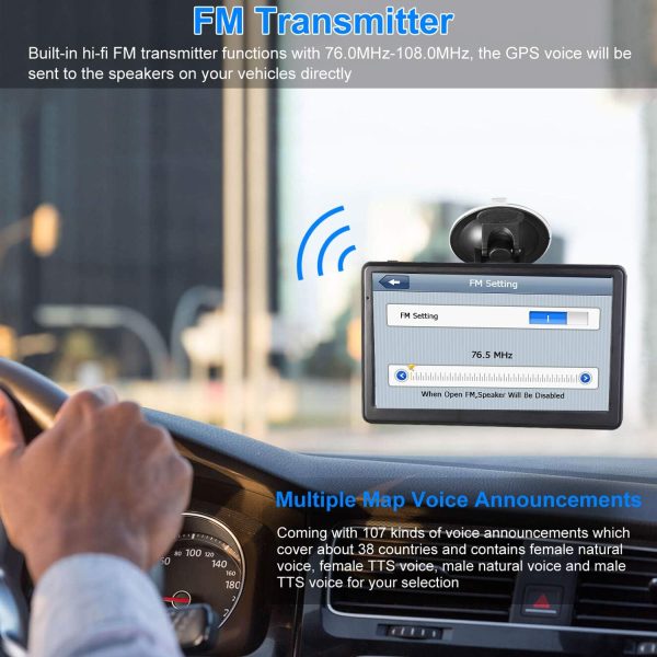GPS Navigation for Car, Latest 2025 Map,7 inch Touch Screen Real Voice Spoken Turn-by-Turn Direction Reminding Navigation System for Cars, Vehicle GPS Satellite Navigator with(Free Lifetime Updates) - Image 4