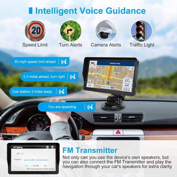 GPS Navigator for Car Truck RV, 9 inch Touch Screen Latest 2025 Map, Real Voice Spoken Turn-by-Turn Direction Reminding Navigation System for Cars, Vehicle GPS with Speed and Red Light Warning (Black) - Image 3