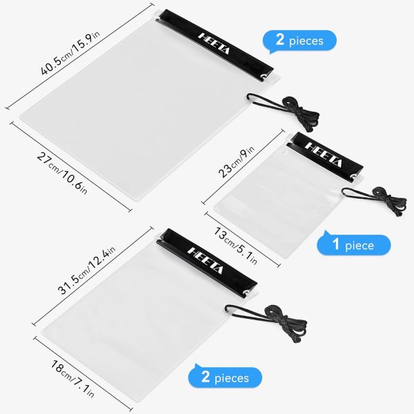 5-Pack Clear Waterproof Dry Bag, Water Tight Cases Pouch Dry Bags for Camera Mobile Phone Maps, Kayaking Boating Document Holder - Image 4